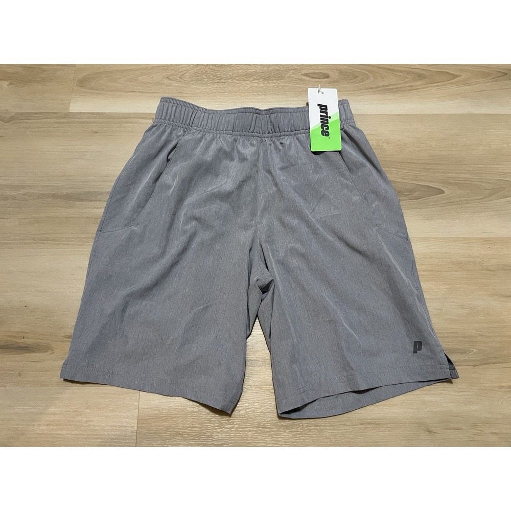 NWT PRINCE Match 9" Woven Shorts 2.0 2-Way Stretch Heather Gray‎ Men's Small New